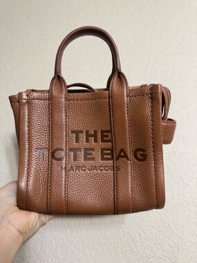 Marc Jacobs Argan Oil Brown Pebbled Leather Mini Tote crossbody